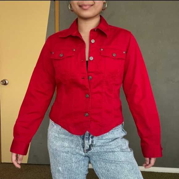 Liz Claiborne Tops Vintage Red Button Up Jacket Poshmark
